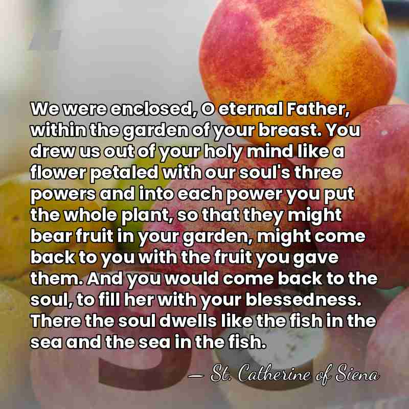 We were enclosed, O eternal Father, within the garden of your breast.&hellip; - St. Catherine of Siena