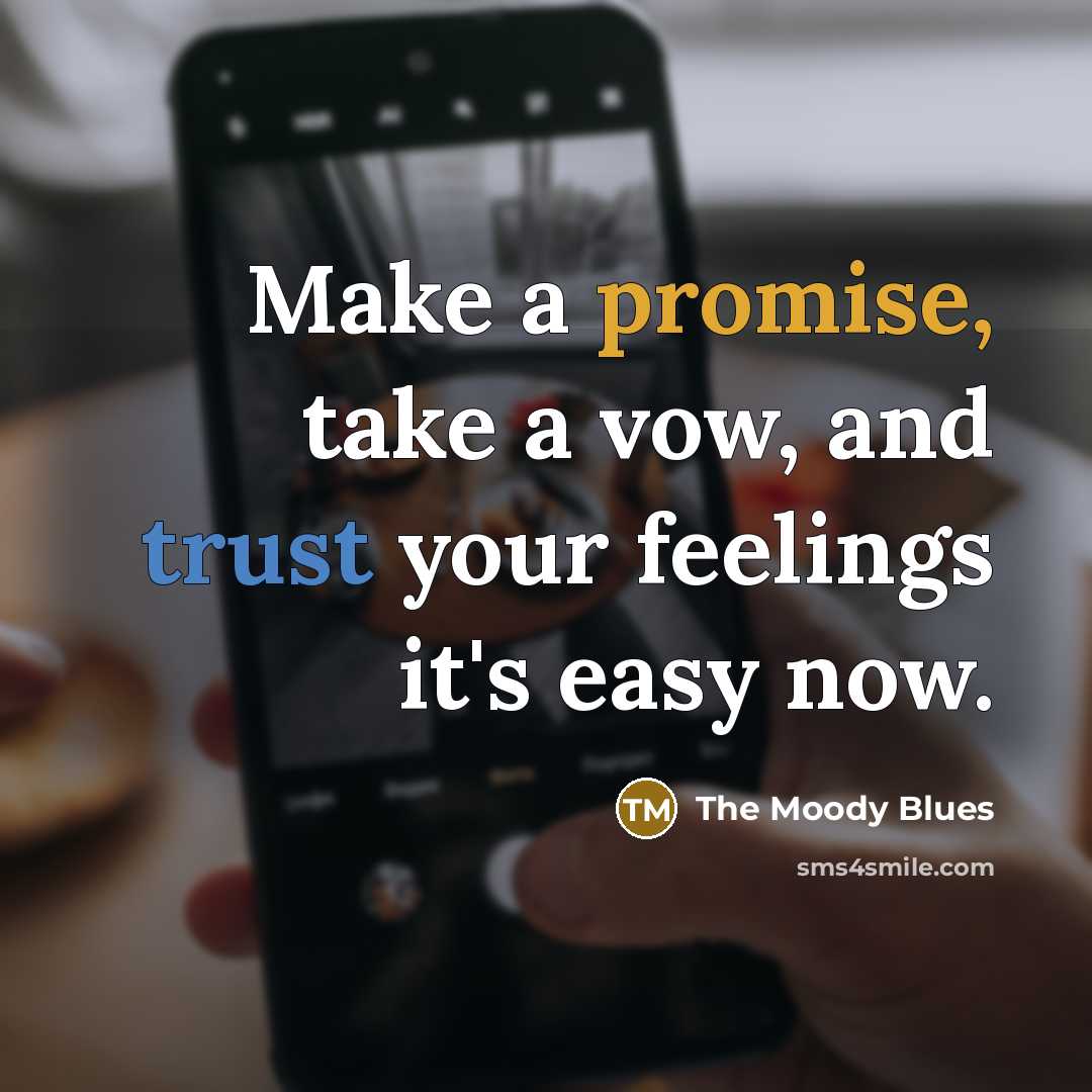 “Make a promise, take a vow, and trust your feelings…” quote by The Moody Blues