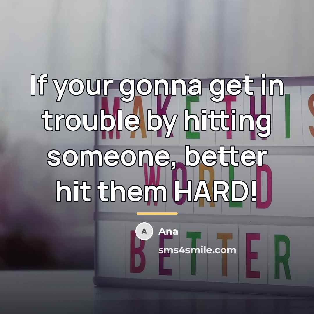 “If your gonna get in trouble by hitting someone, better…” quote by Ana