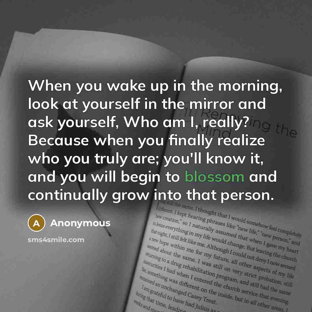 “When you wake up in the morning, look at yourself…” quote by Anonymous