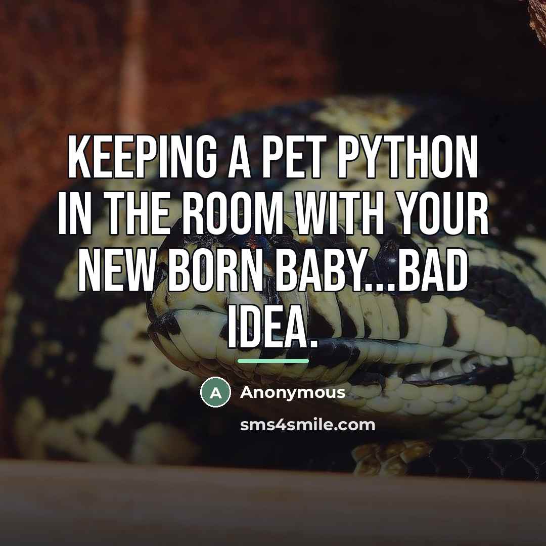 “Keeping a pet python in the room with your new…” quote by Anonymous