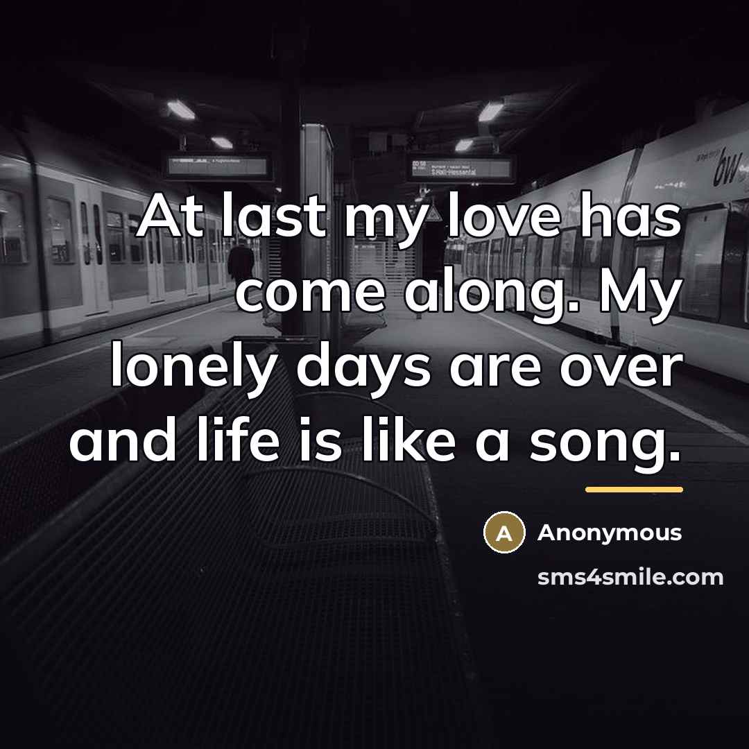 “At last my love has come along. My lonely days…” quote by Anonymous