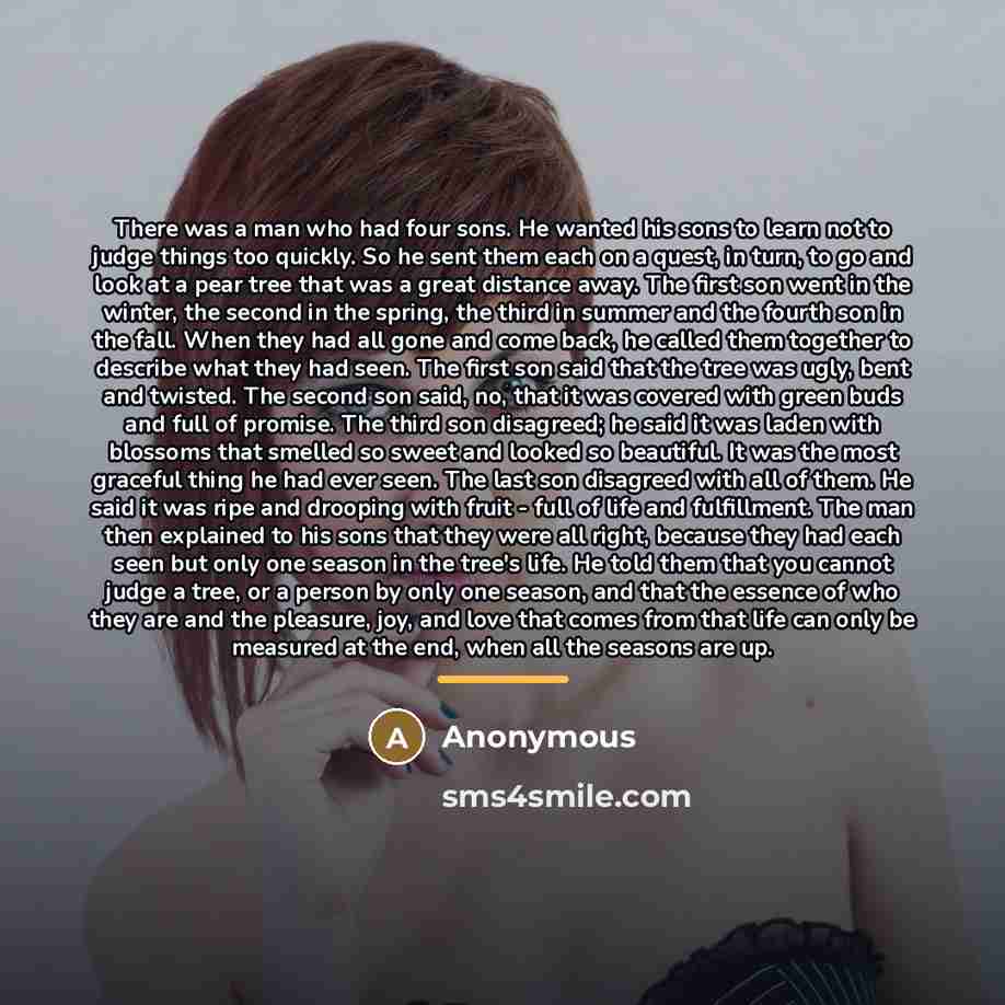 “There was a man who had four sons. He wanted…” quote by Anonymous