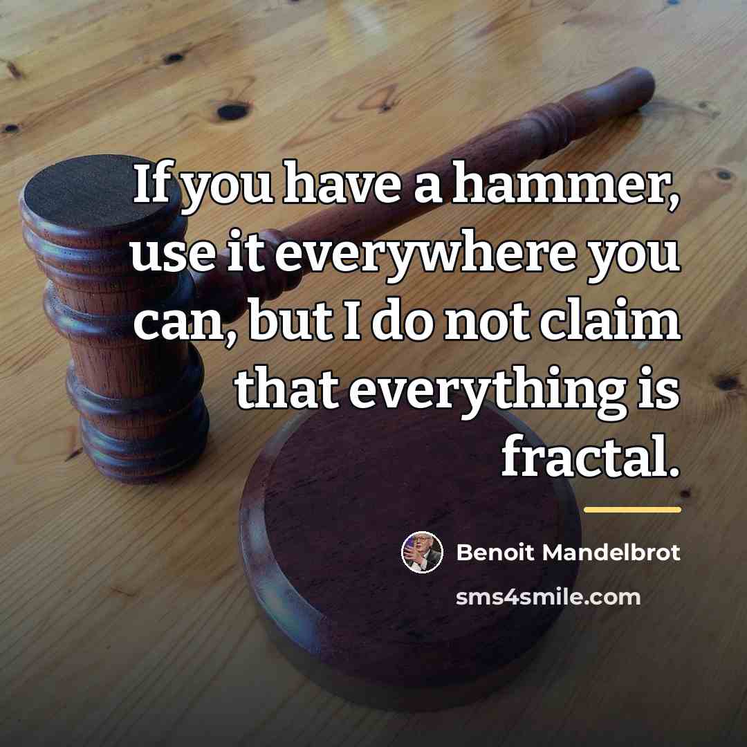 “If you have a hammer, use it everywhere you can,…” quote by Benoit Mandelbrot