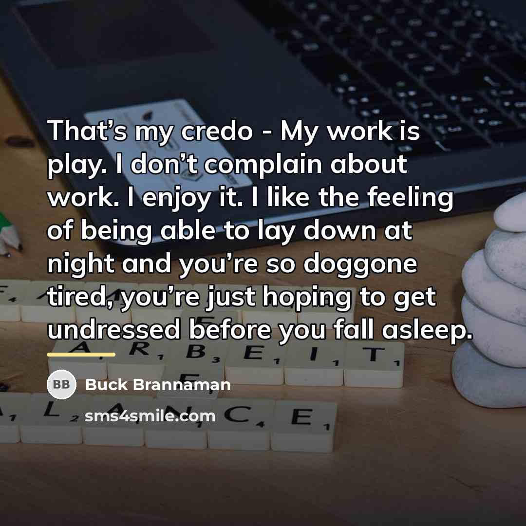 “That’s my credo - My work is play. I don’t…” quote by Buck Brannaman
