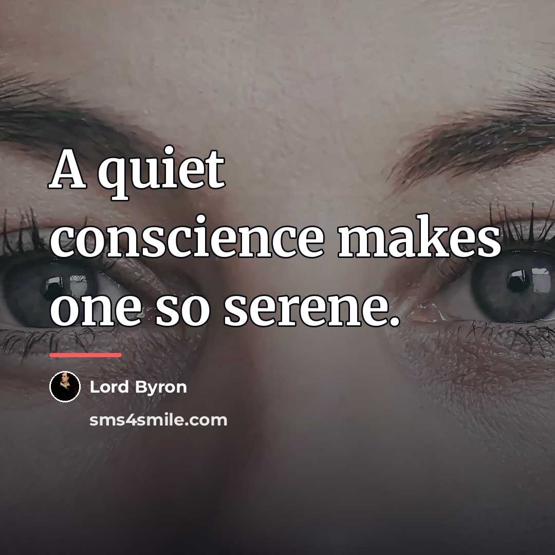 “A quiet conscience makes one so serene.…” quote by Lord Byron