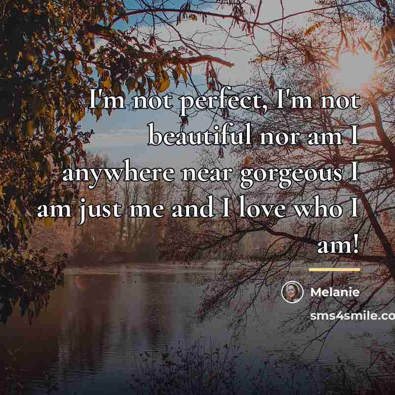 “I'm not perfect, I'm not beautiful nor am I anywhere…” quote by Melanie