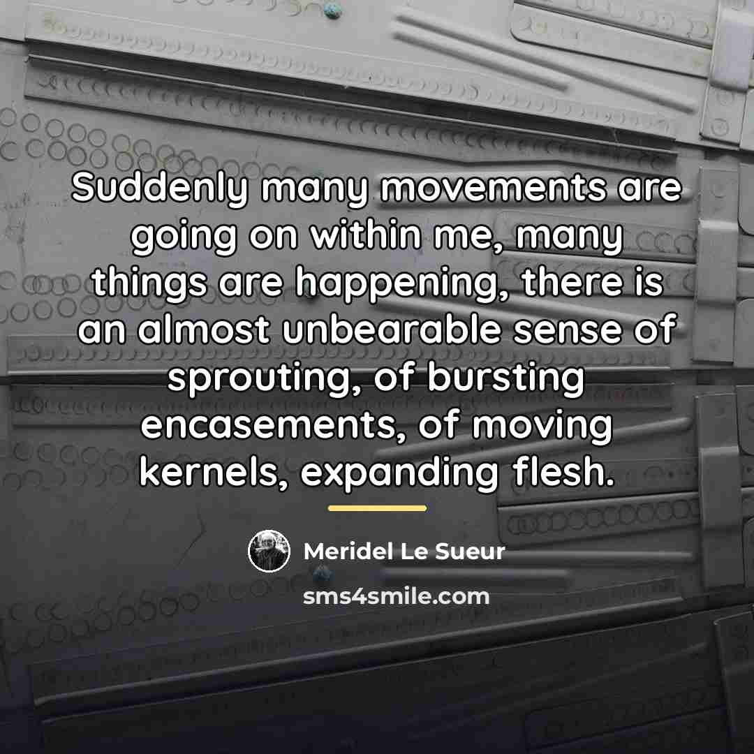 “Suddenly many movements are going on within me, many things…” quote by Meridel Le Sueur