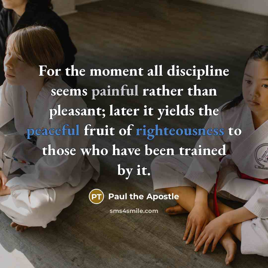 “For the moment all discipline seems painful rather than pleasant;…” quote by Paul the Apostle
