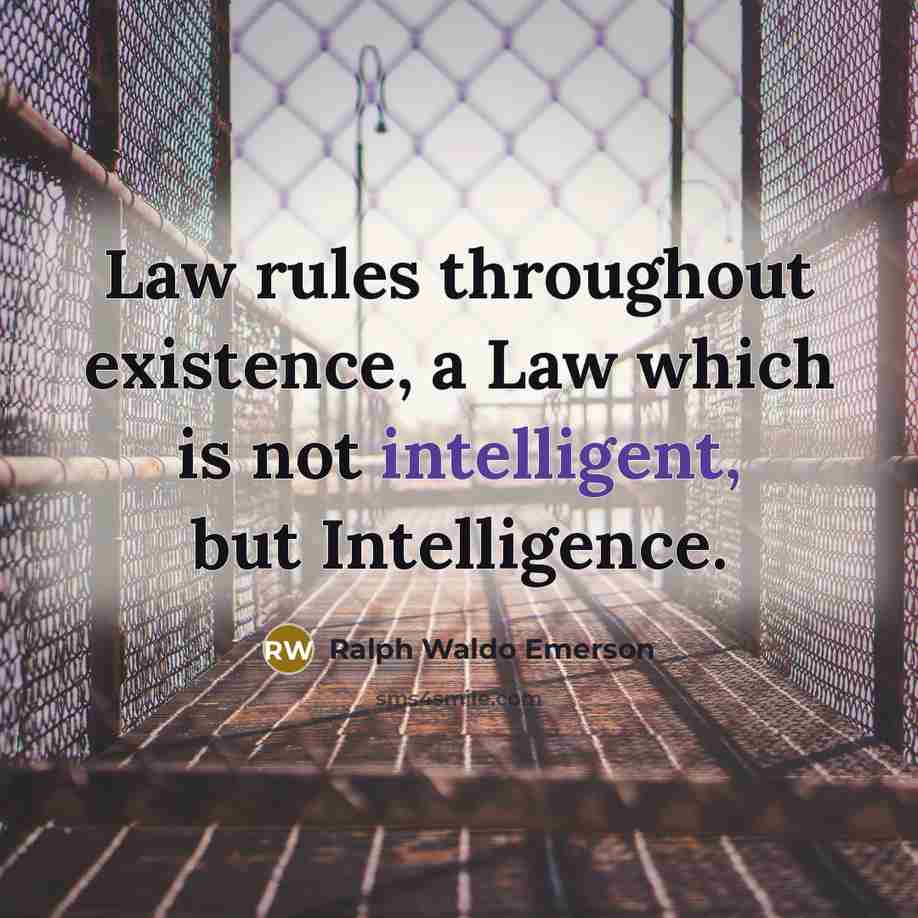 “Law rules throughout existence, a Law which is not intelligent,…” quote by Ralph Waldo Emerson