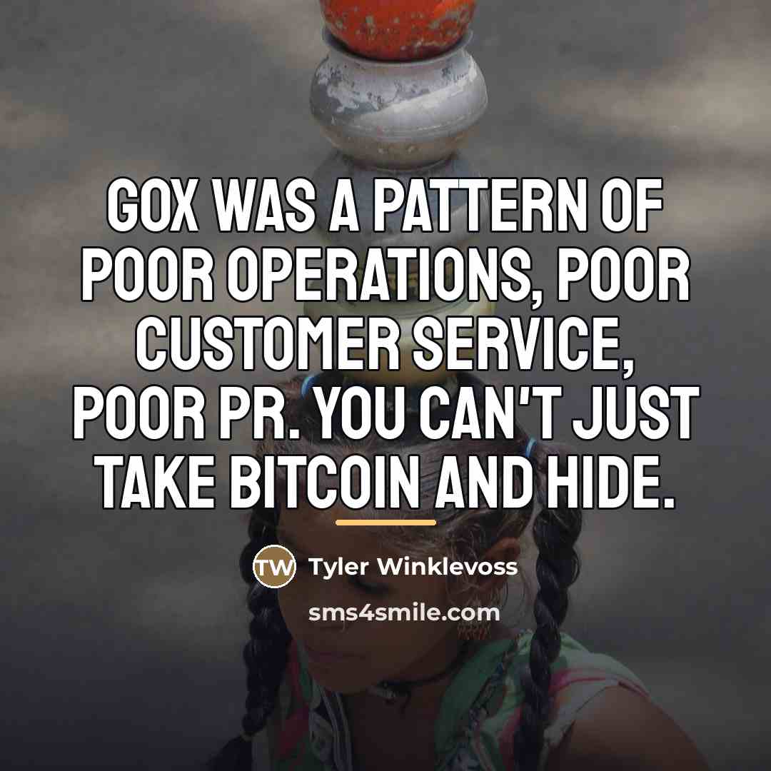 “Gox was a pattern of poor operations, poor customer service,…” quote by Tyler Winklevoss