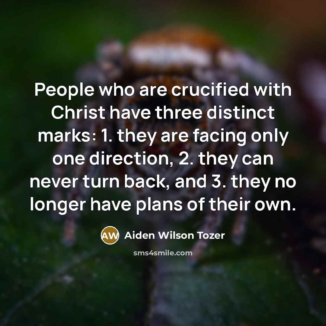 “People who are crucified with Christ have three distinct marks:…” quote by Aiden Wilson Tozer