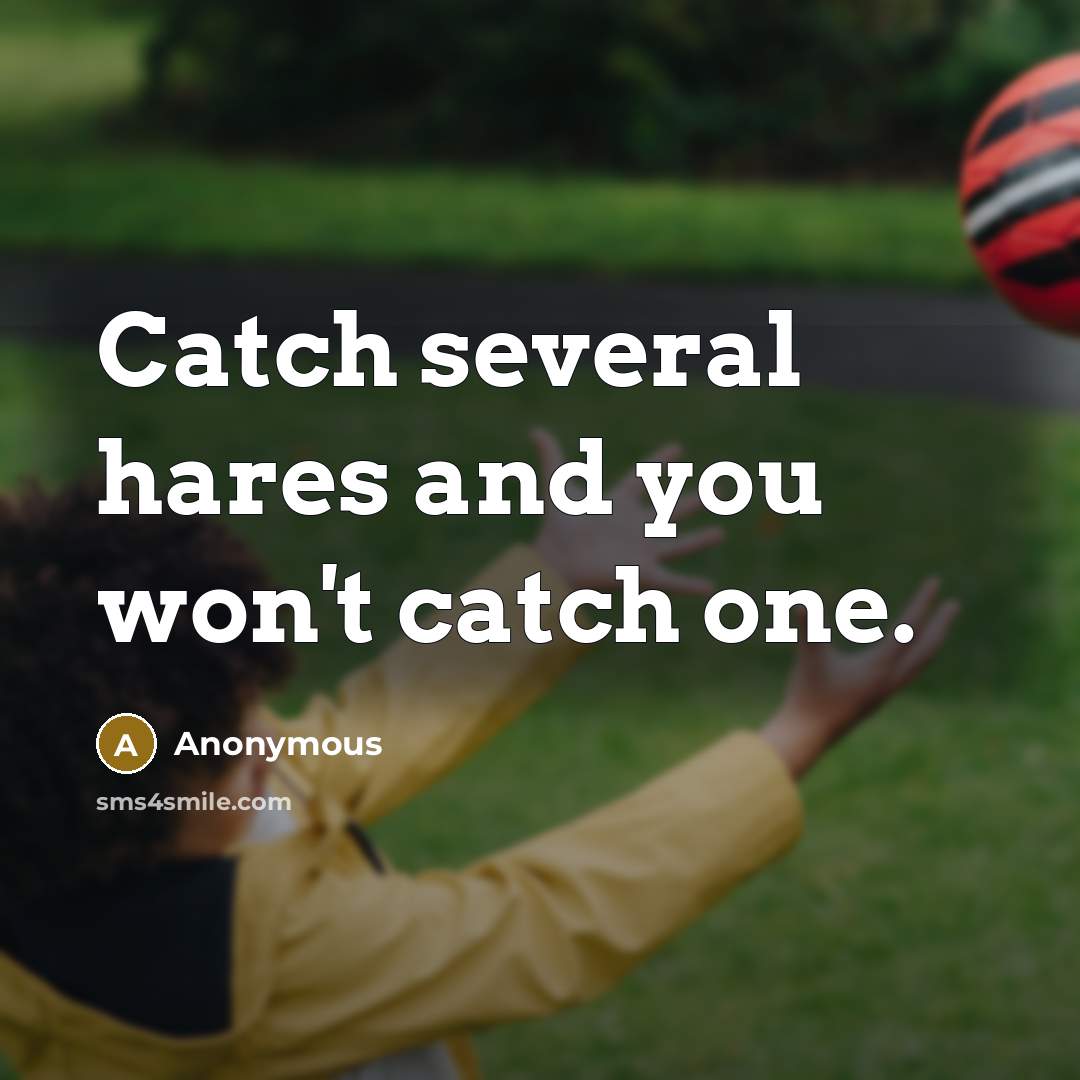 “Catch several hares and you won't catch one.” quote by Anonymous