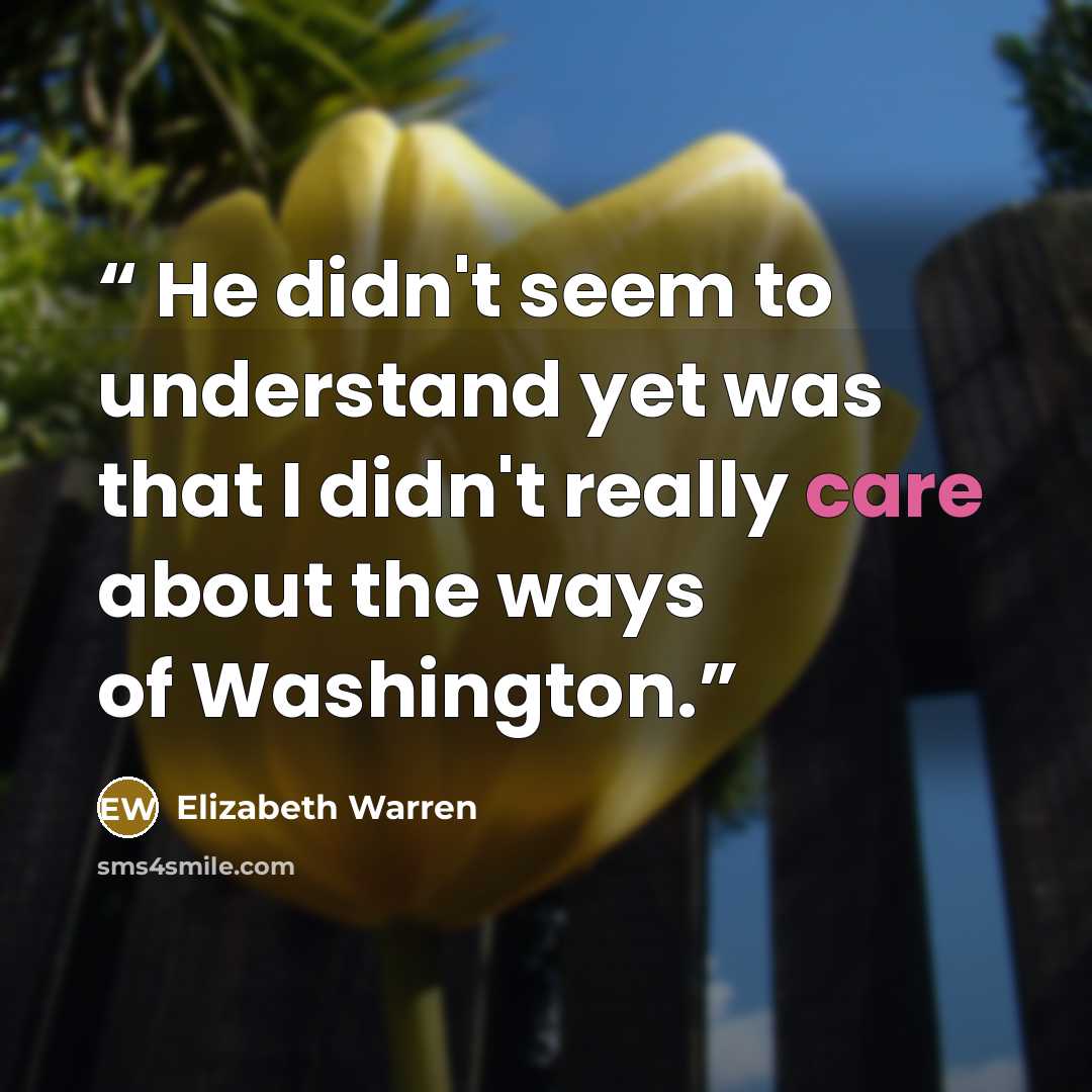 “He didn't seem to understand yet was that I didn't really care about the ways of Washington.” quote by Elizabeth Warren