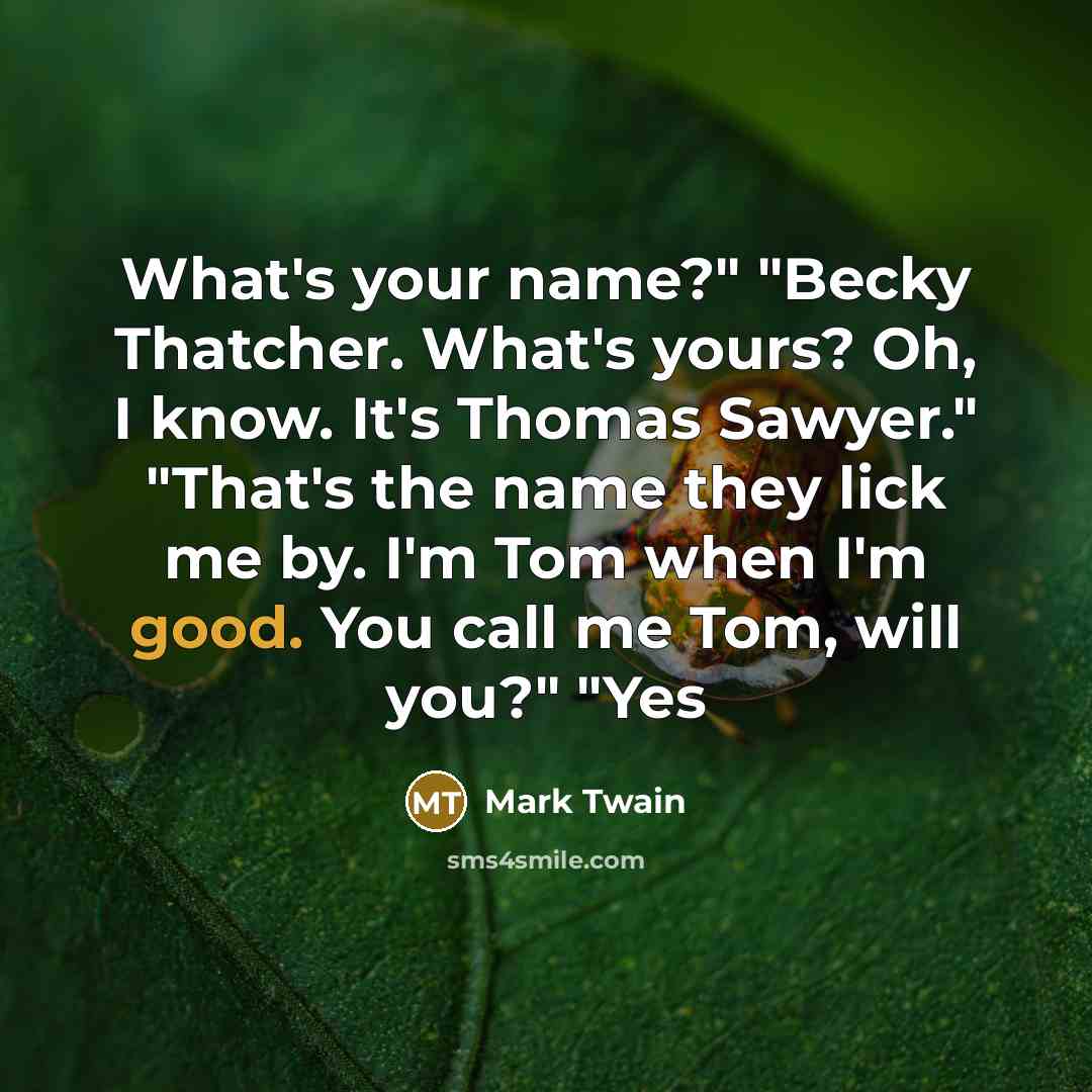 “What's your name?" "Becky Thatcher. What's yours? Oh, I know.…” quote by Mark Twain