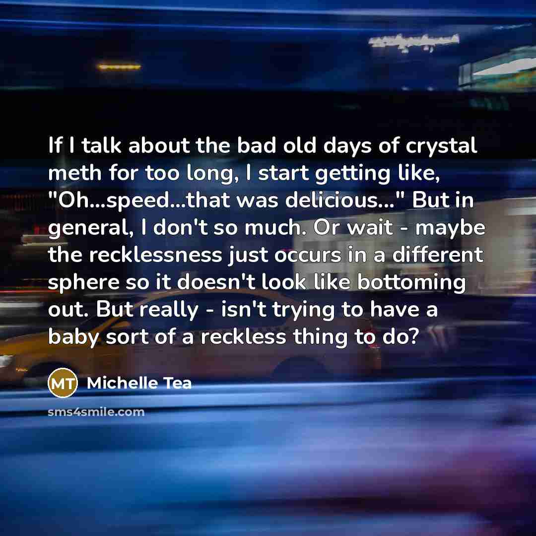 “If I talk about the bad old days of crystal…” quote by Michelle Tea