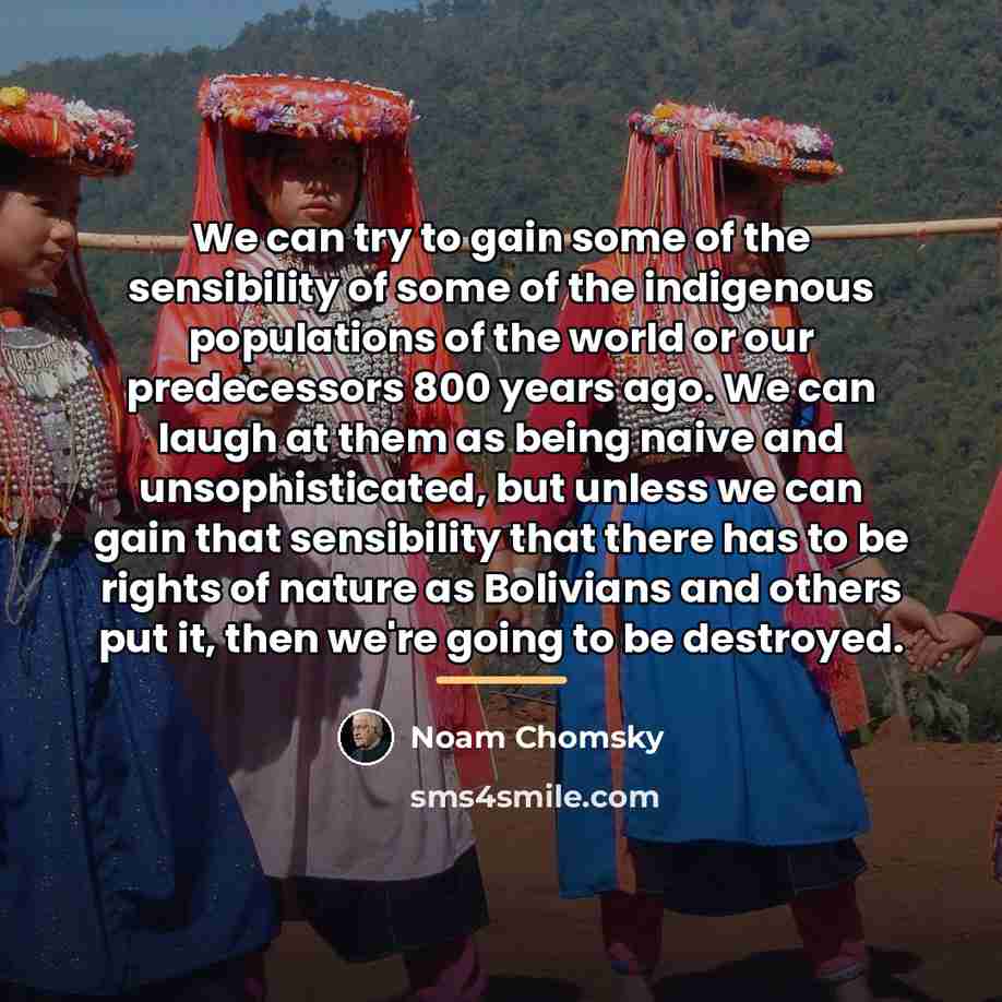 “We can try to gain some of the sensibility of…” quote by Noam Chomsky