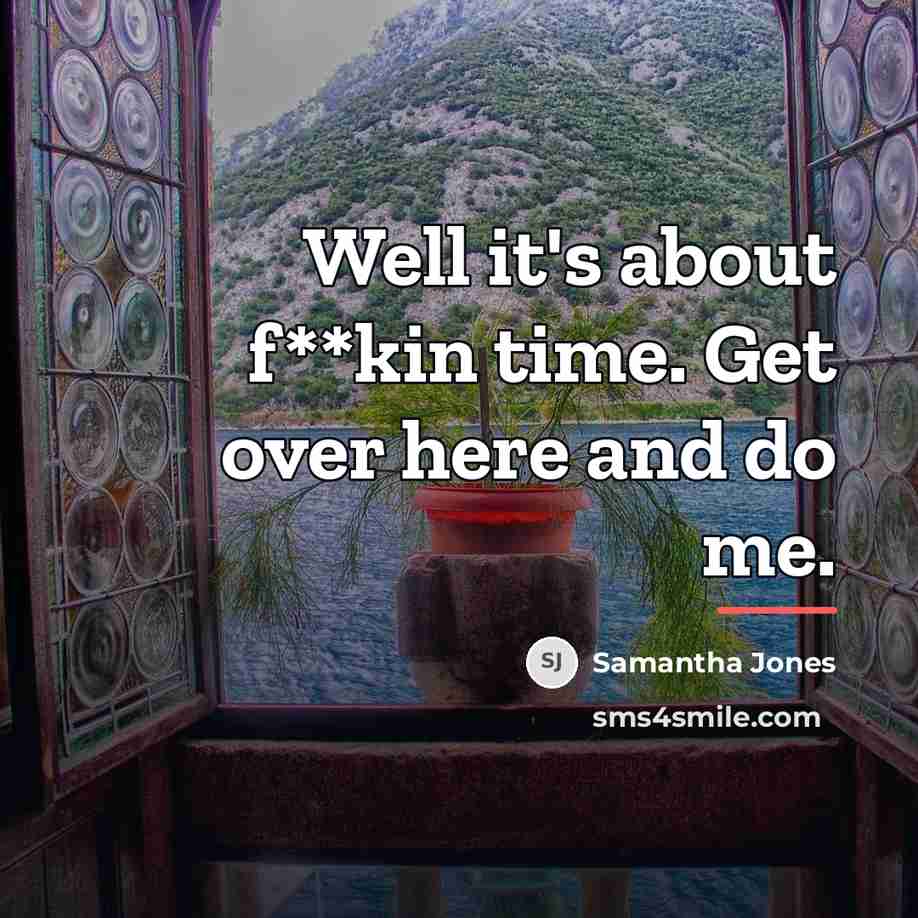 “Well it's about f**kin time. Get over here and do…” quote by Samantha Jones