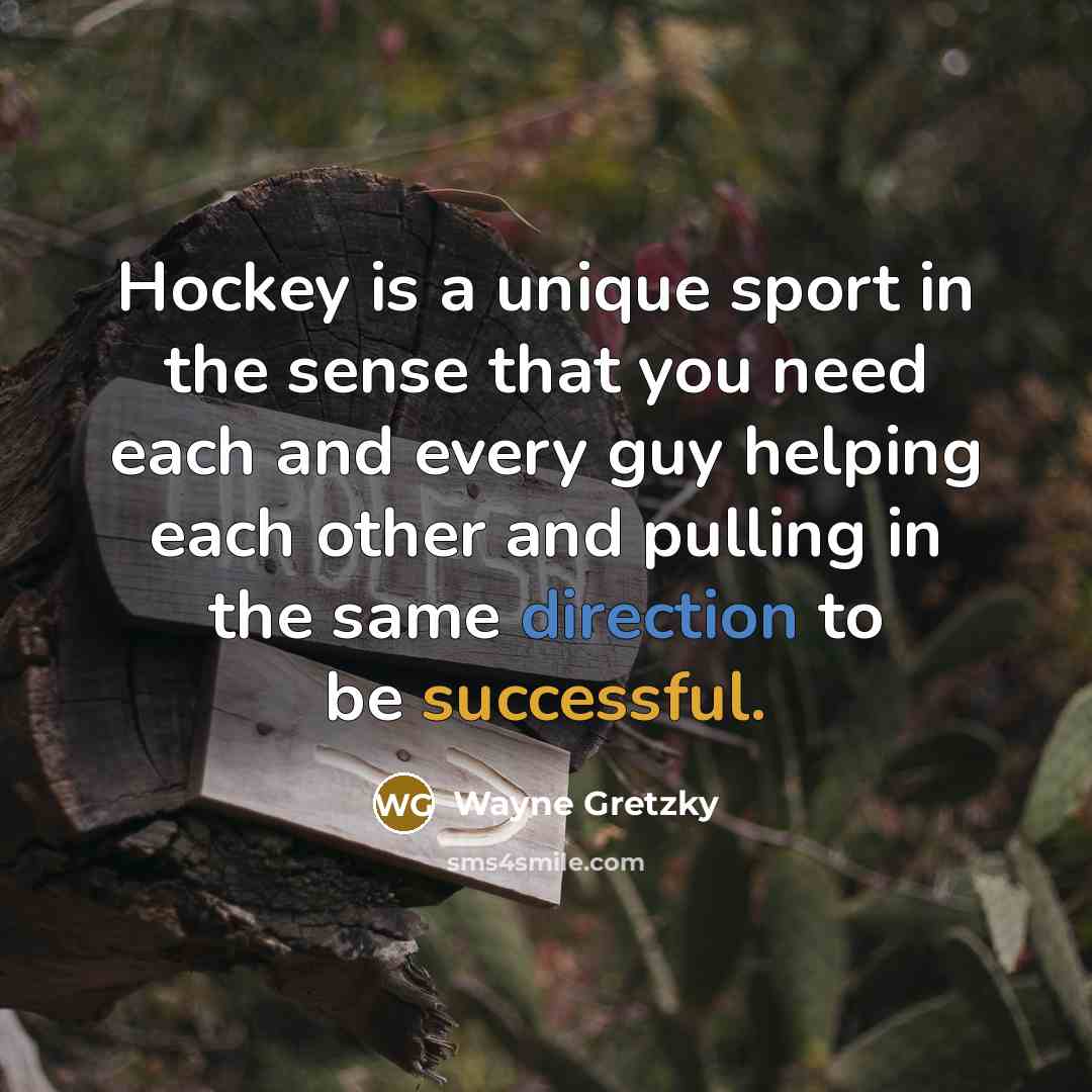 “Hockey is a unique sport in the sense that you…” quote by Wayne Gretzky