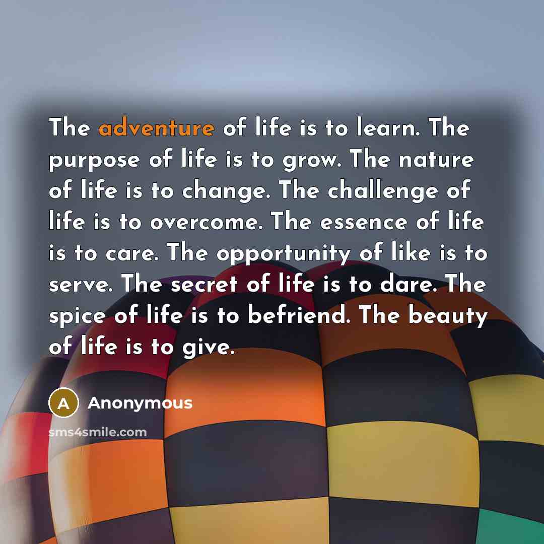 “The adventure of life is to learn. The purpose of…” quote by Anonymous