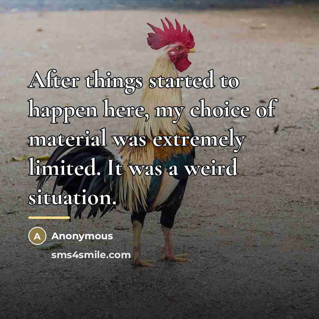 “After things started to happen here, my choice of material…” quote by Anonymous