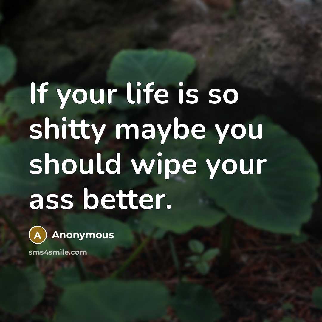 “If your life is so shitty maybe you should wipe…” quote by Anonymous