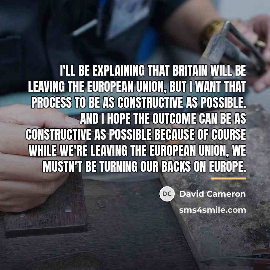 “I'll be explaining that Britain will be leaving the European…” quote by David Cameron
