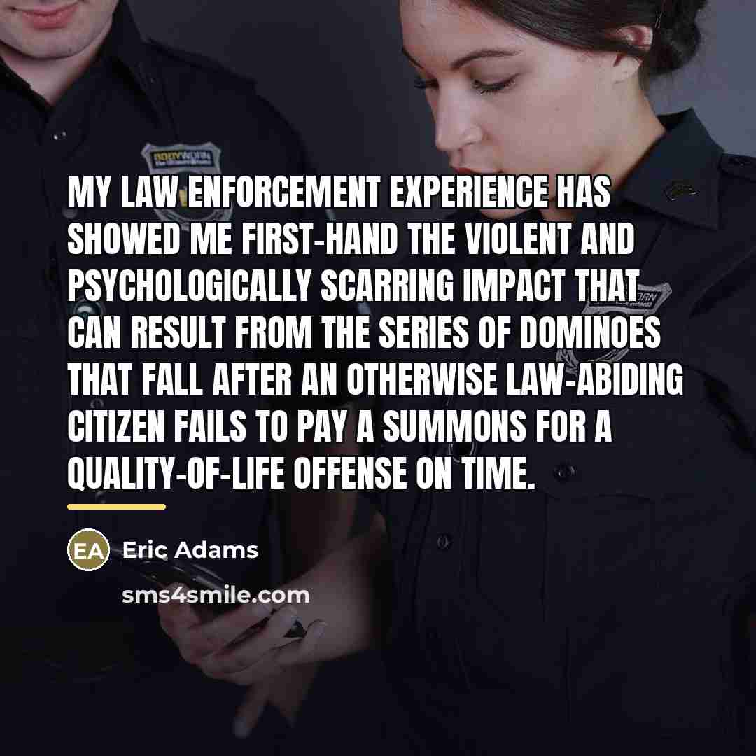 “My law enforcement experience has showed me first-hand the violent…” quote by Eric Adams