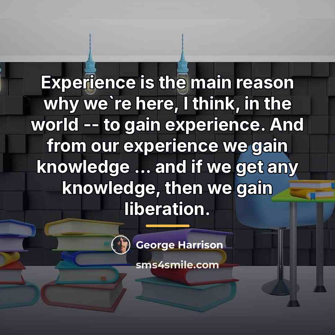 “Experience is the main reason why we`re here, I think,…” quote by George Harrison