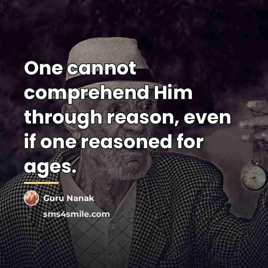 “One cannot comprehend Him through reason, even if one reasoned…” quote by Guru Nanak
