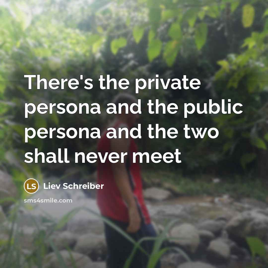 “There's the private persona and the public persona and the…” quote by Liev Schreiber