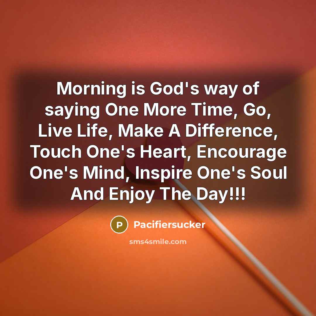 “Morning is God's way of saying One More Time, Go,…” quote by Pacifiersucker