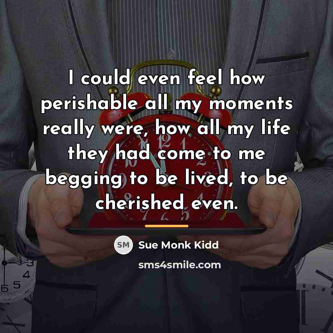 “I could even feel how perishable all my moments really…” quote by Sue Monk Kidd