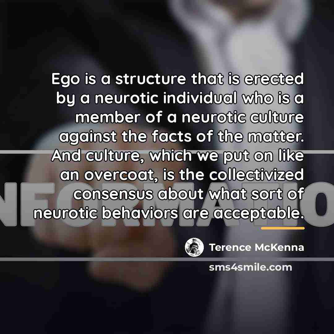“Ego is a structure that is erected by a neurotic…” quote by Terence McKenna