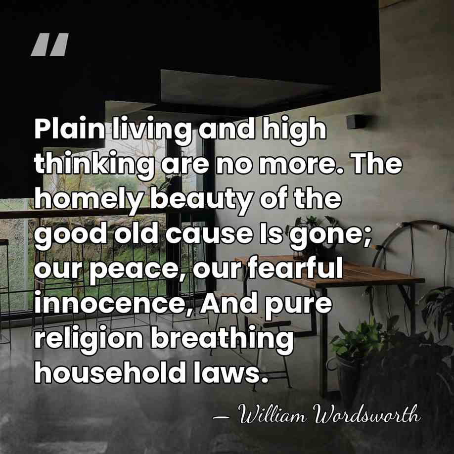 Plain living and high thinking are no more. The homely beauty of&hellip; - William Wordsworth