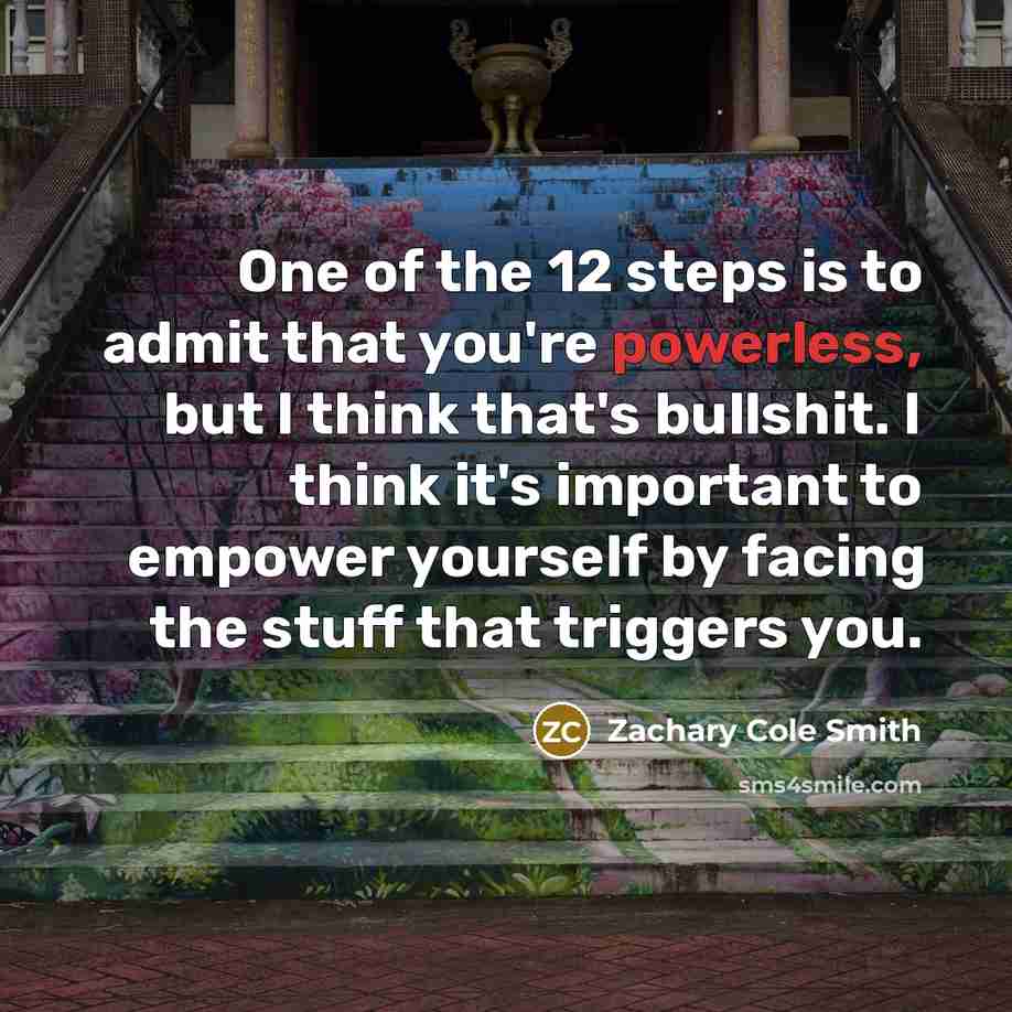 “One of the 12 steps is to admit that you're…” quote by Zachary Cole Smith