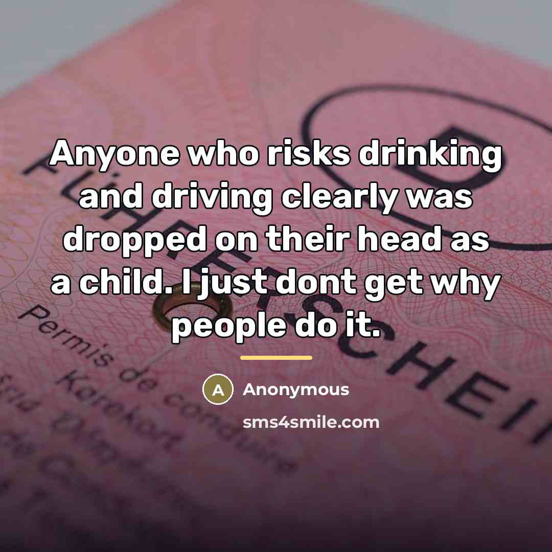 “Anyone who risks drinking and driving clearly was dropped on…” quote by Anonymous