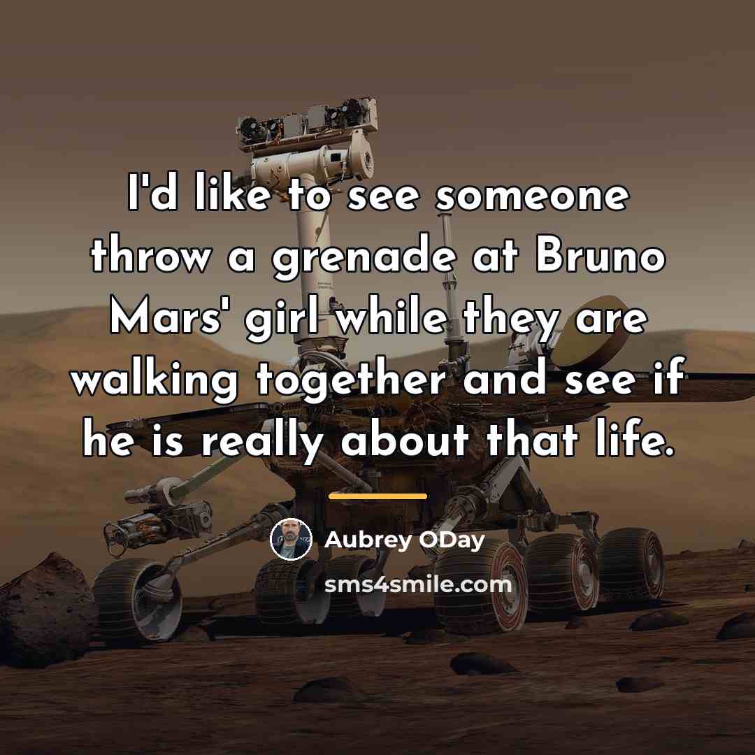 “I'd like to see someone throw a grenade at Bruno…” quote by Aubrey ODay