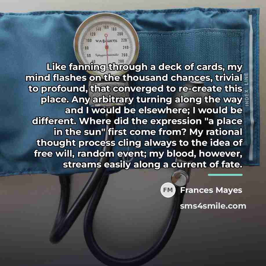 “Like fanning through a deck of cards, my mind flashes…” quote by Frances Mayes