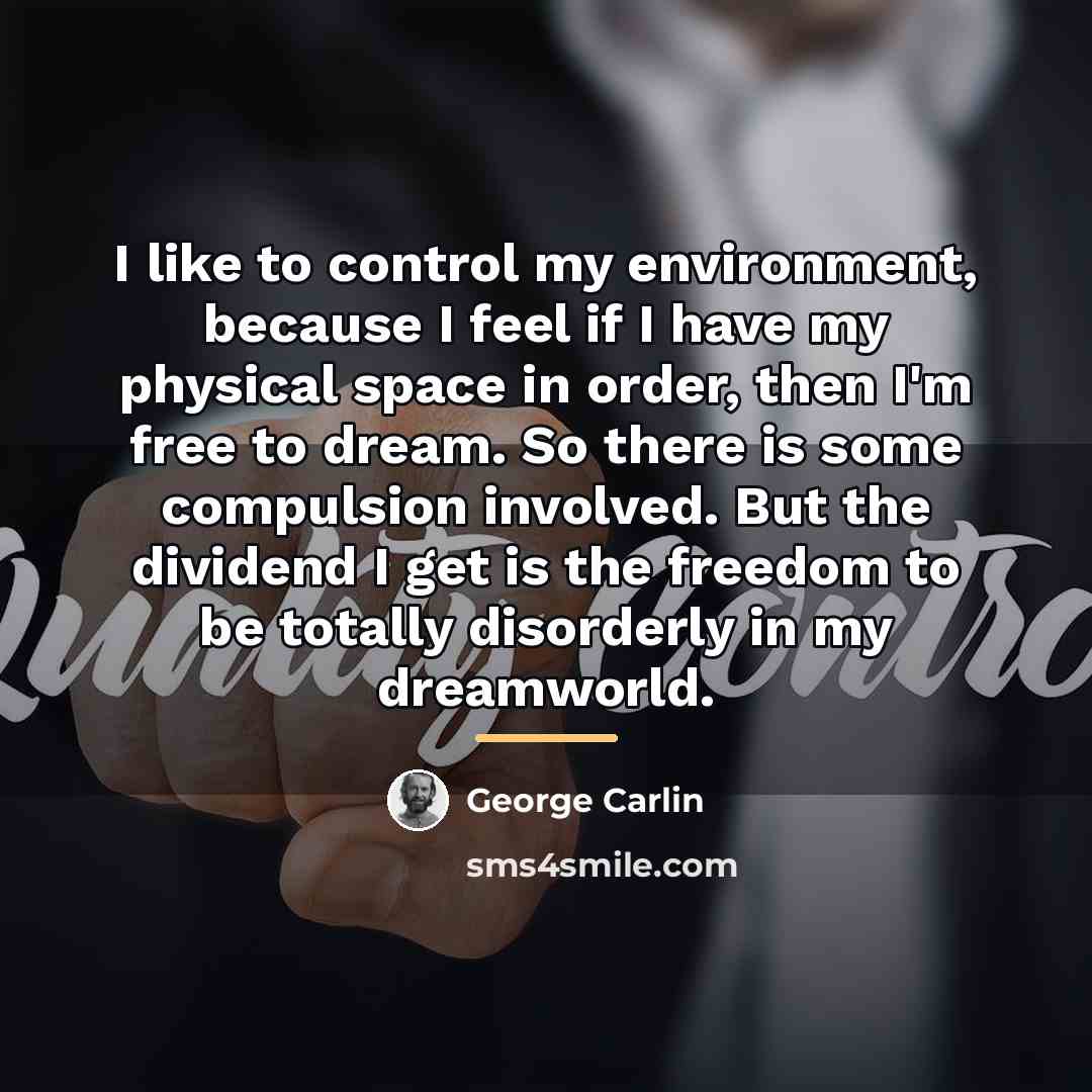 “I like to control my environment, because I feel if…” quote by George Carlin