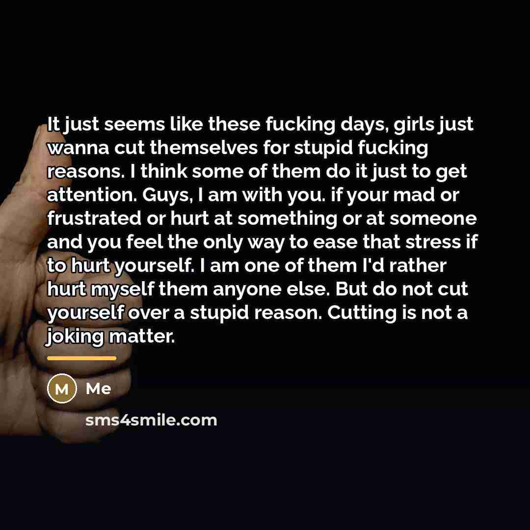 “It just seems like these fucking days, girls just wanna…” quote by Me