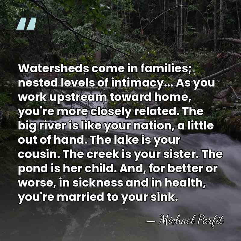 Watersheds come in families; nested levels of intimacy... As you work upstream&hellip; - Michael Parfit