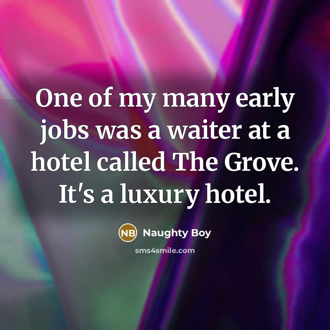 “One of my many early jobs was a waiter at…” quote by Naughty Boy