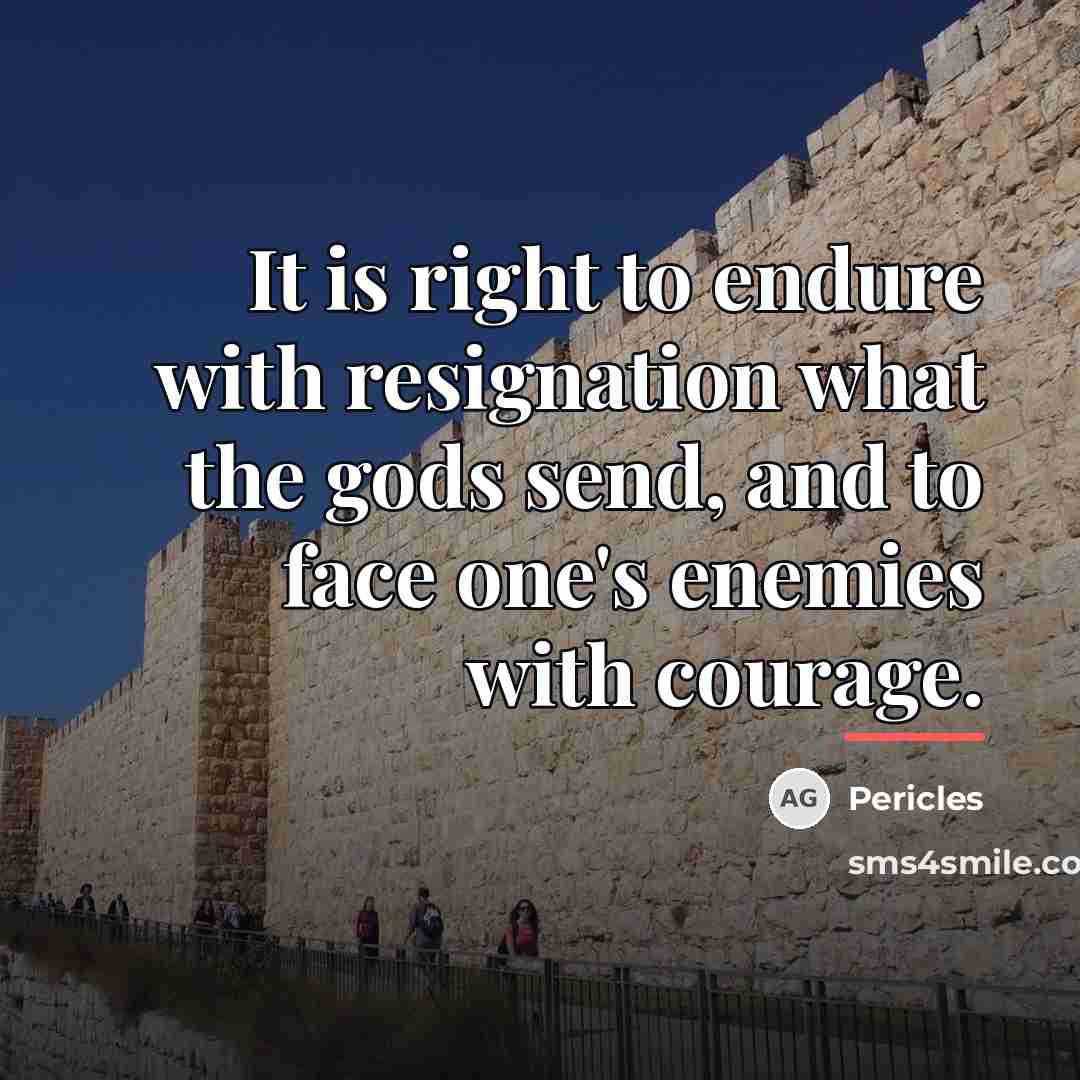 “It is right to endure with resignation what the gods…” quote by Pericles