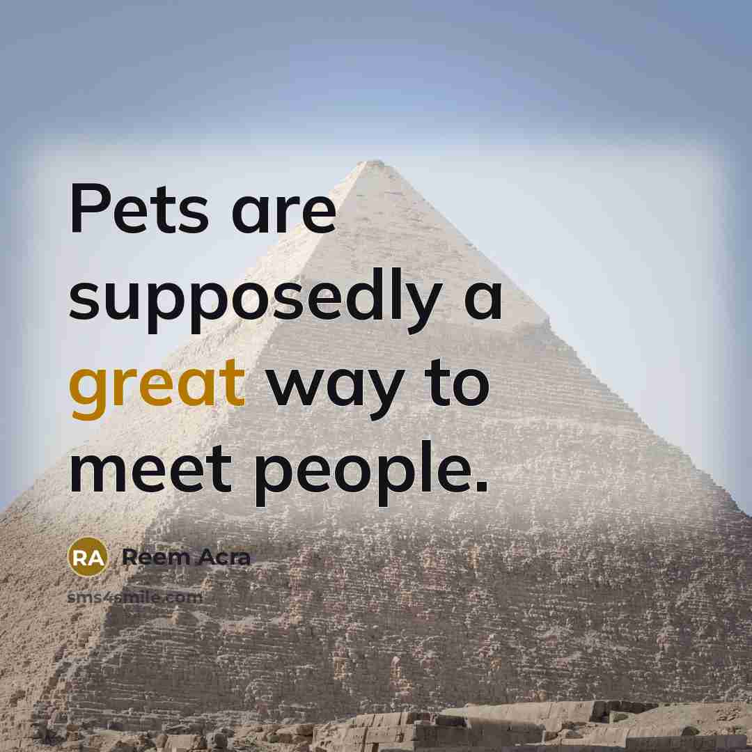 “Pets are supposedly a great way to meet people.…” quote by Reem Acra