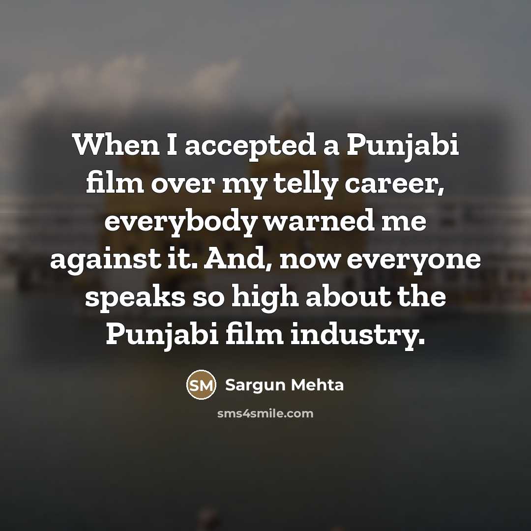 “When I accepted a Punjabi film over my telly career,…” quote by Sargun Mehta