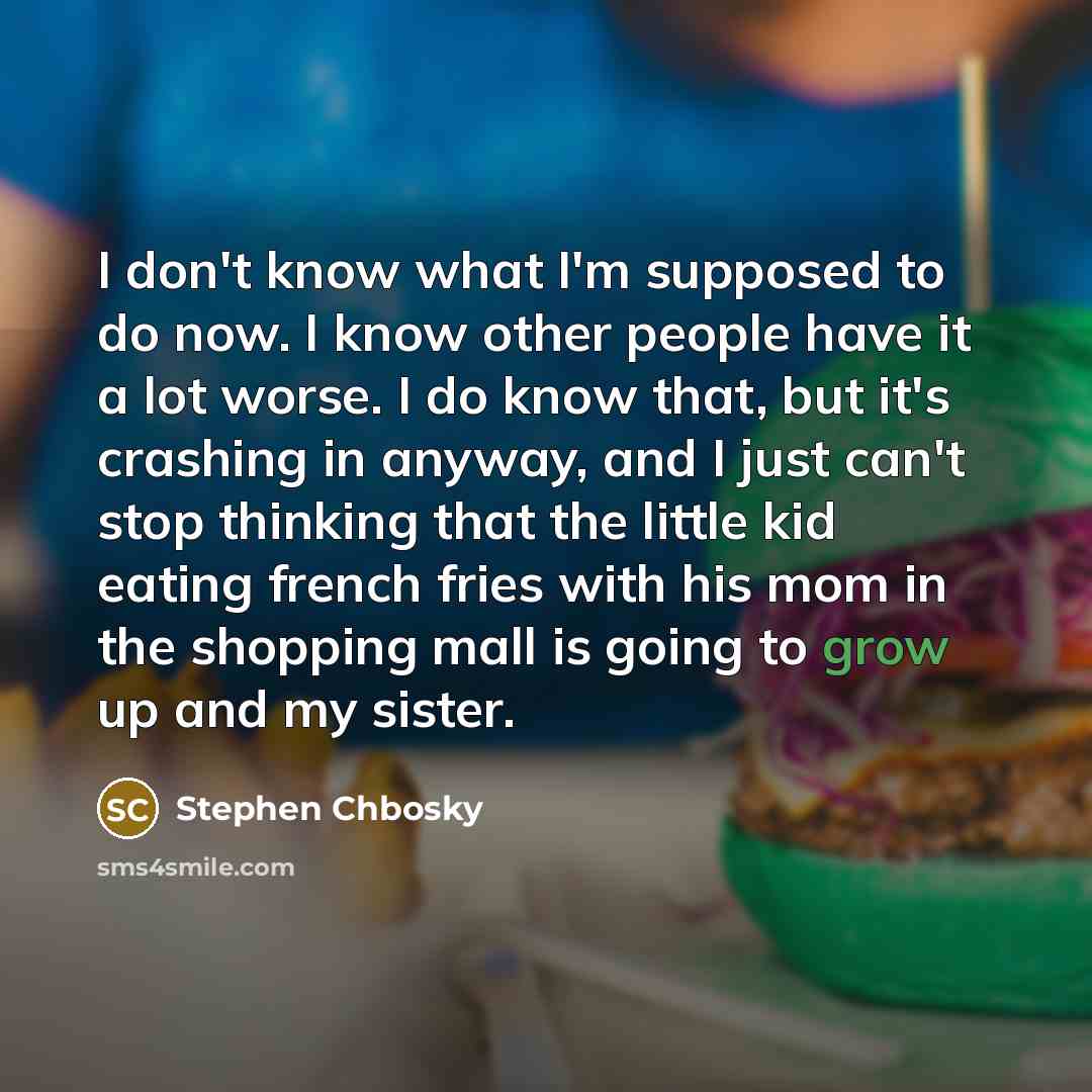 “I don't know what I'm supposed to do now. I…” quote by Stephen Chbosky