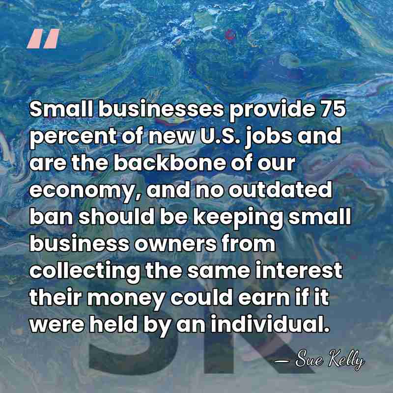 Small businesses provide 75 percent of new U.S. jobs and are the&hellip; - Sue Kelly
