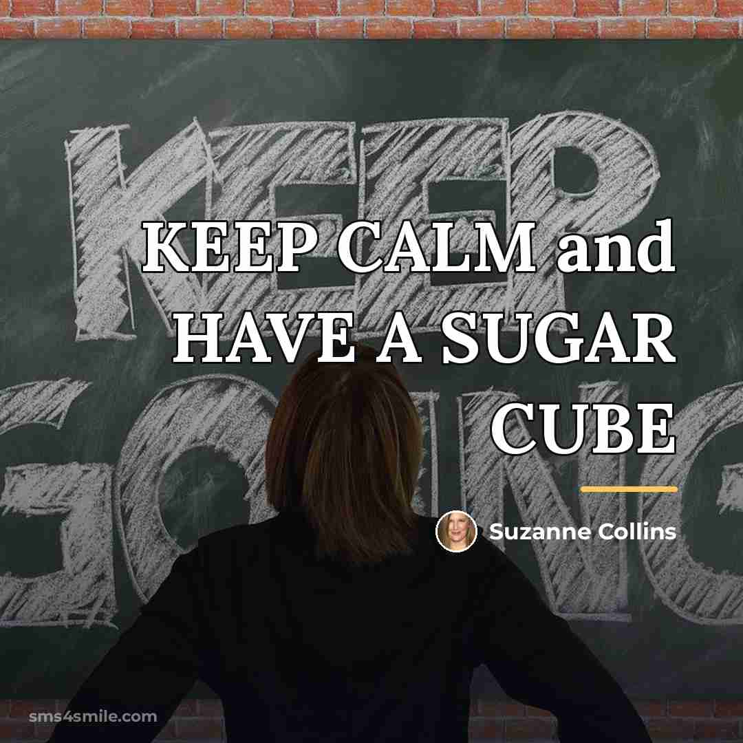 “KEEP CALM and HAVE A SUGAR CUBE…” quote by Suzanne Collins