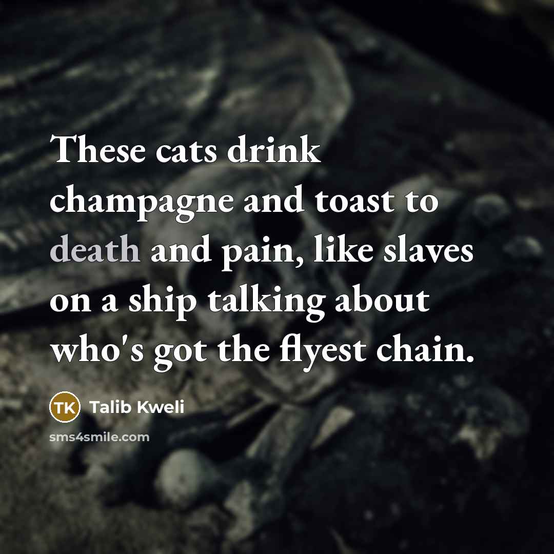 “These cats drink champagne and toast to death and pain,…” quote by Talib Kweli